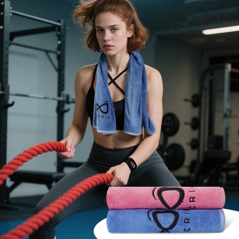 INFICRIME 2 Pack Microfiber Gym Towels, 380 GSM 15"x31" Bigger Size Super Soft Quick-Drying Towels for Workout, Yoga, Fitness, Sports, Sweat Absorbent & Lightweight - Image 4