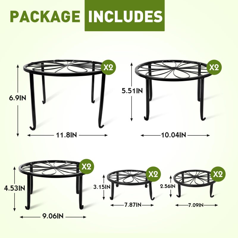 ESRICH 10Pack Plant Stand, Metal Plant Stands for Outdoor Indoor Plants, Heavy Duty Plant Stands for Multiple Plant, Anti-Rust Iron Plant Pot Shelffor Planter, Potted Plant Holder for Garden Home - Image 2