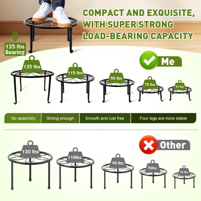 ESRICH 10Pack Plant Stand, Metal Plant Stands for Outdoor Indoor Plants, Heavy Duty Plant Stands for Multiple Plant, Anti-Rust Iron Plant Pot Shelffor Planter, Potted Plant Holder for Garden Home - Image 3