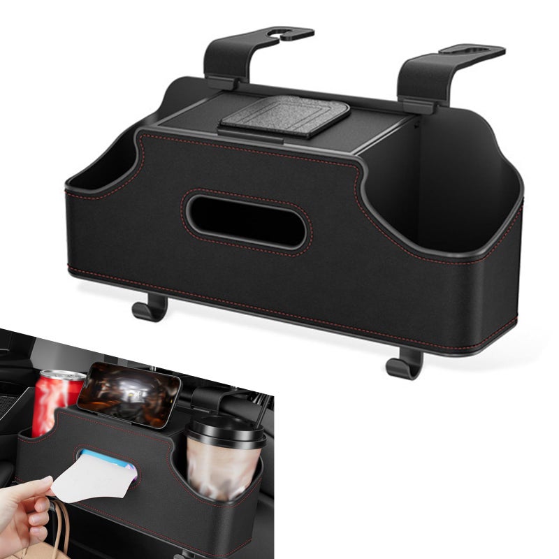 pinflaw 1 PC Car Seat Back Storage Box, 11.42" x 3.35" x 4.92" Hanging Fashionable Multifunctional Storage Rack, Easy to Clean and Durable Travel Accessories, Universal for Most Cars (Black) - Image 1