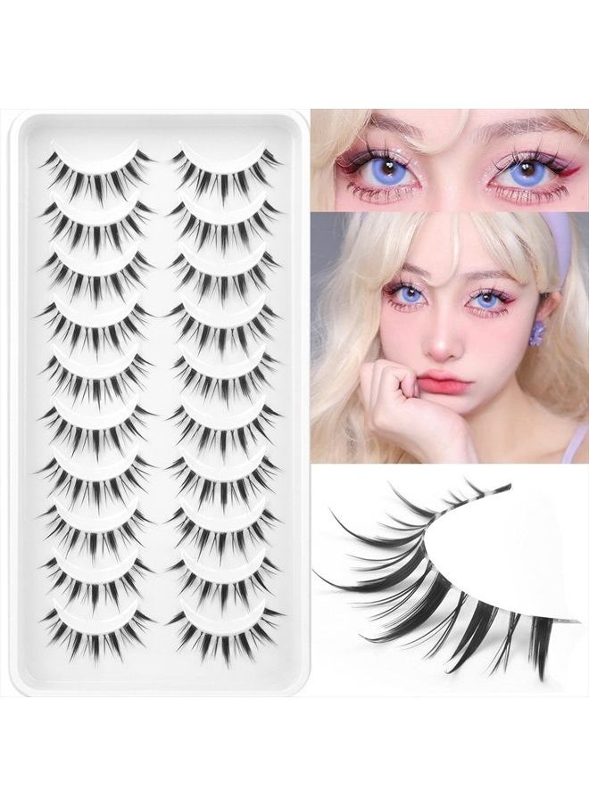 Geeneiya - Manga Lashes Natural Look Anime False Eyelashes Individual Wispy Korean Makeup Eye Lashes Clusters 10 Pairs Asian Chinese Japanese Fake Eyelashes Pack by Geeneiya - Image 1