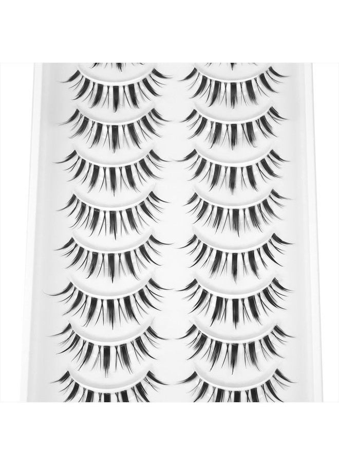 Geeneiya - Manga Lashes Natural Look Anime False Eyelashes Individual Wispy Korean Makeup Eye Lashes Clusters 10 Pairs Asian Chinese Japanese Fake Eyelashes Pack by Geeneiya - Image 1