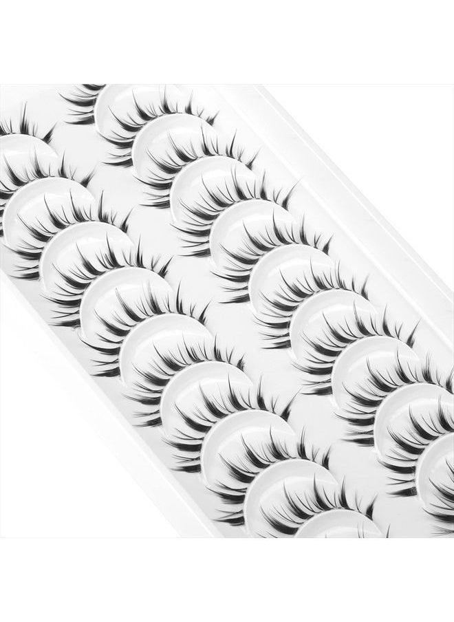 Geeneiya - Manga Lashes Natural Look Anime False Eyelashes Individual Wispy Korean Makeup Eye Lashes Clusters 10 Pairs Asian Chinese Japanese Fake Eyelashes Pack by Geeneiya - Image 1