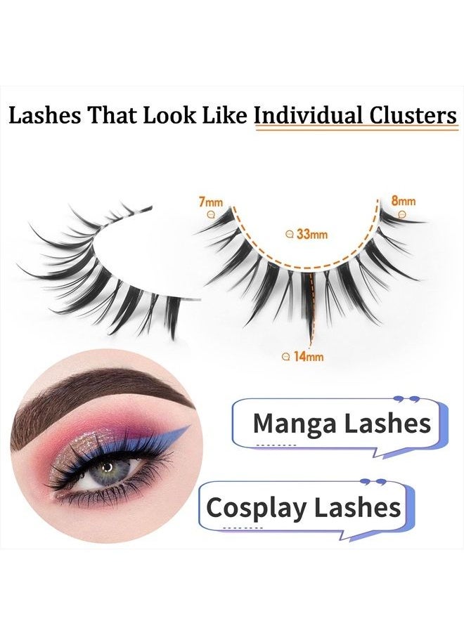 Geeneiya - Manga Lashes Natural Look Anime False Eyelashes Individual Wispy Korean Makeup Eye Lashes Clusters 10 Pairs Asian Chinese Japanese Fake Eyelashes Pack by Geeneiya - Image 1