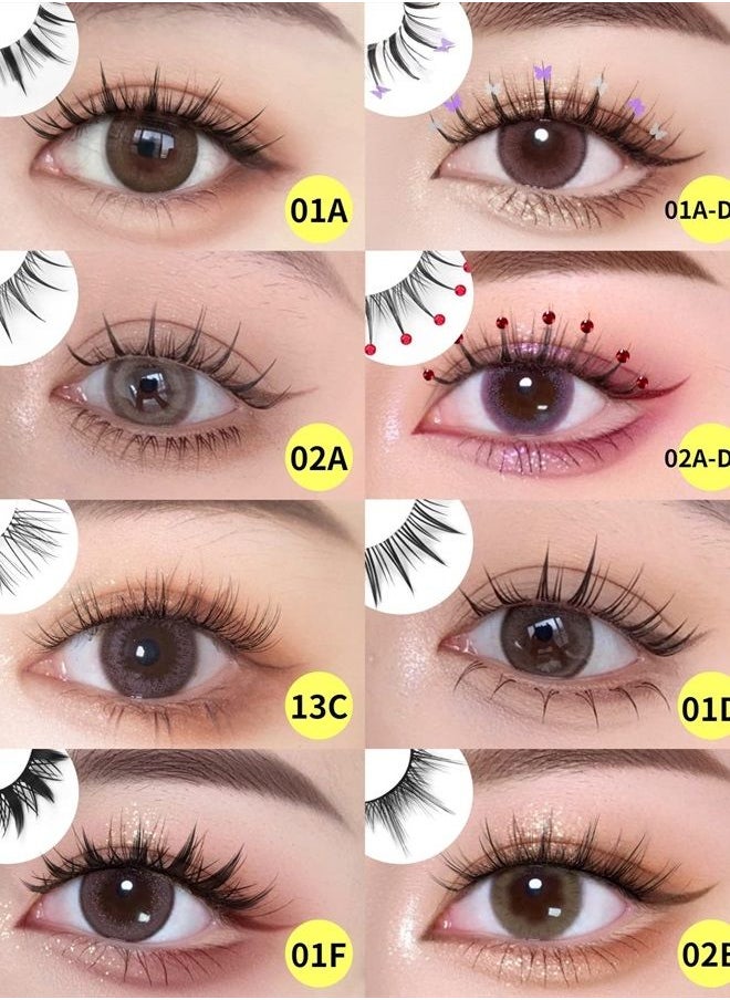 Geeneiya - Manga Lashes Natural Look Anime False Eyelashes Individual Wispy Korean Makeup Eye Lashes Clusters 10 Pairs Asian Chinese Japanese Fake Eyelashes Pack by Geeneiya - Image 1