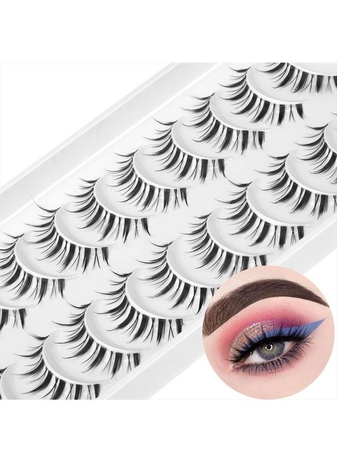 Geeneiya - Manga Lashes Natural Look Anime False Eyelashes Individual Wispy Korean Makeup Eye Lashes Clusters 10 Pairs Asian Chinese Japanese Fake Eyelashes Pack by Geeneiya - Image 1