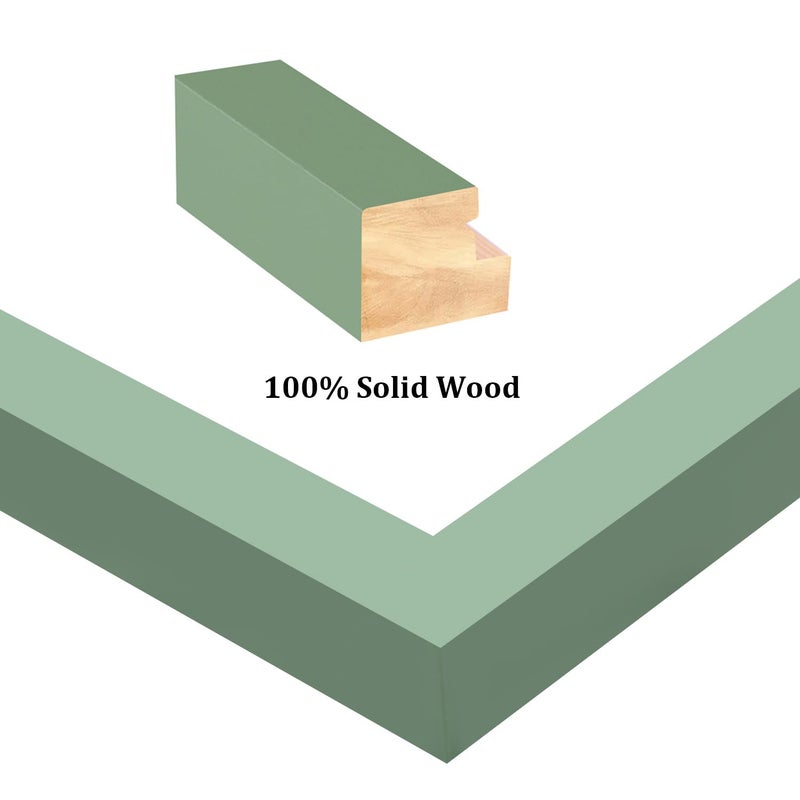 Egofine 9x12 Picture Frame Made of Solid Wood Covered by Plexiglass  Wood Frame for Pictures 5x7/6x8 with Mat or 9x12 without Mat  Tabletop and Wall Mounting Display  Green - Image 2