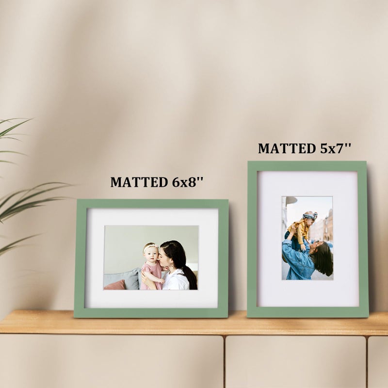 Egofine 9x12 Picture Frame Made of Solid Wood Covered by Plexiglass  Wood Frame for Pictures 5x7/6x8 with Mat or 9x12 without Mat  Tabletop and Wall Mounting Display  Green - Image 4