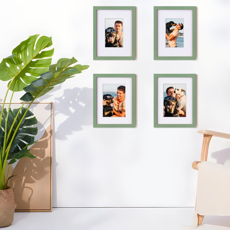 Egofine 9x12 Picture Frame Made of Solid Wood Covered by Plexiglass  Wood Frame for Pictures 5x7/6x8 with Mat or 9x12 without Mat  Tabletop and Wall Mounting Display  Green - Image 5