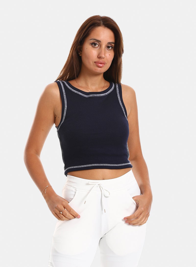 belle Sleevles With White Details Tank Top - Image 1