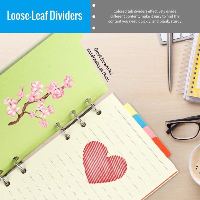 LEOBRO A6 Refill Paper, 3 Pack 45PCS A6 6 Ring Loose Leaf Paper, 2 Pack 160PCS Neon Page Markers, with Binder Pockets & Binder Dividers, A6 Lined Paper Refills for A6 Binder Planner Notebook Journal - Image 5