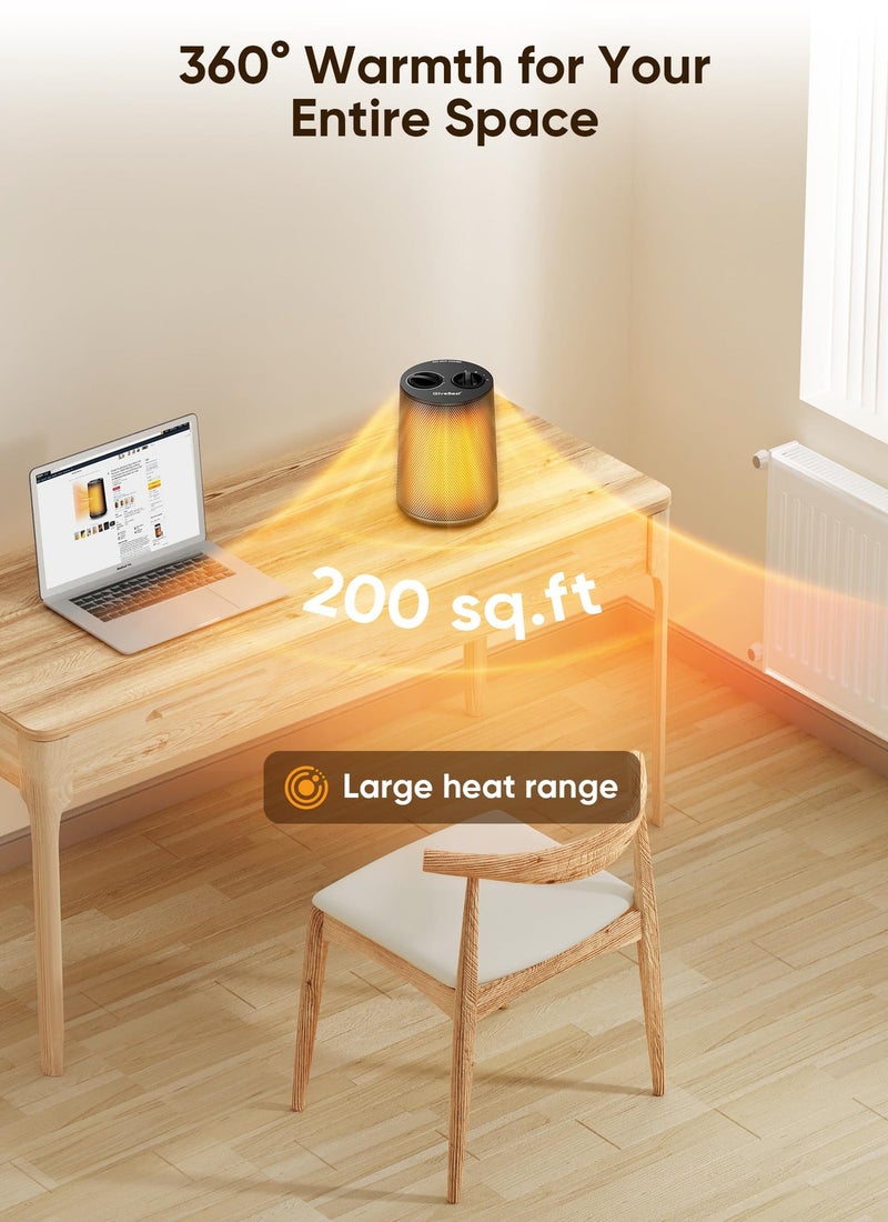 GiveBest Space Heater, 1500W Portable Heaters for Indoor Use, PTC Ceramic Heater with Heating and Fan Modes, Overheat & Tip-Over Protection, Ideal for Bedroom, Office & Desk Use, Black - Image 2
