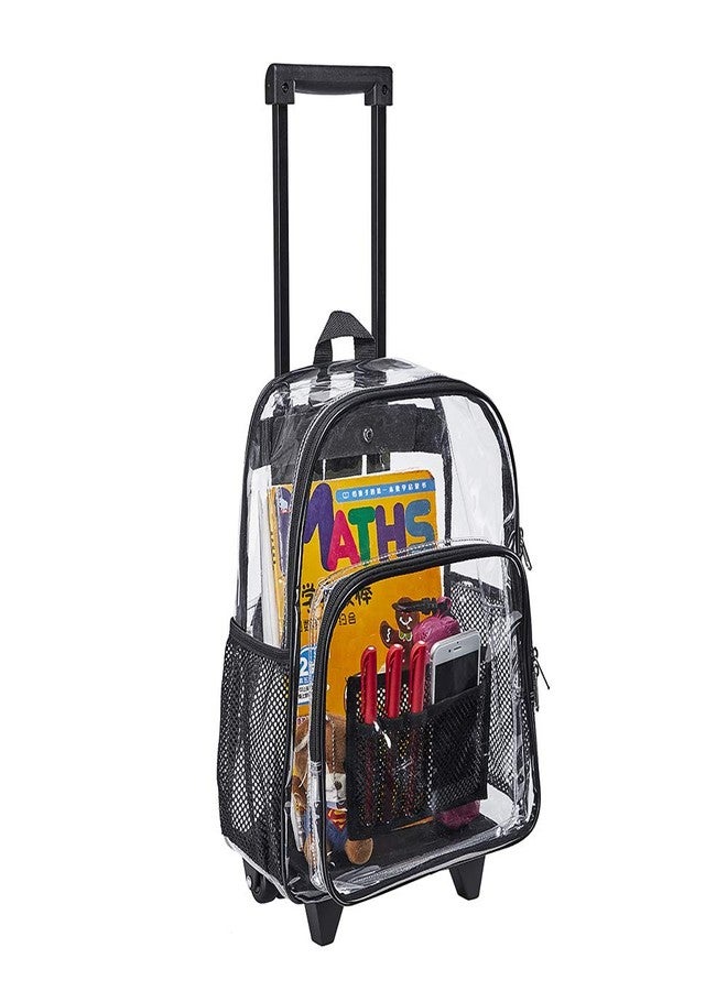 Clearworld Rolling Clear Backpack, Heavy Duty Cold-Resistant Security Transparent PVC Backpack with Wheels (Black) - Image 1