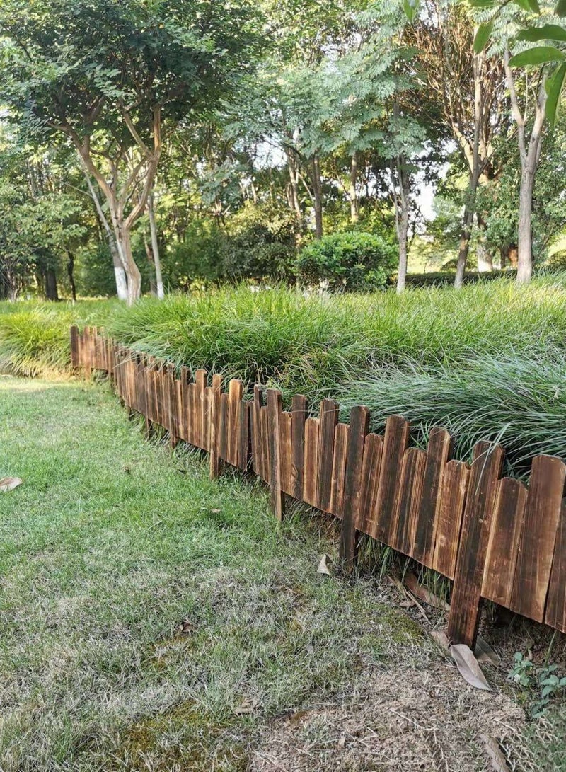 LINGWEI Wooden Picket Fence Garden Edging Border Brown Animal Barrier 120x35x1cm - Image 4