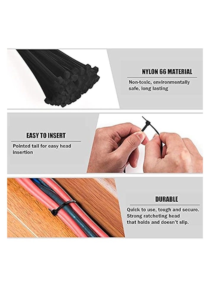 KSS 100 Pcs Multi-Purpose Nylon Cable Ties, Self-Locking 265x3.6mm Cable Ties, Ultra Violet Black Zip Ties for Home, Office, Warehouse, Factory and Workshop, - Image 2