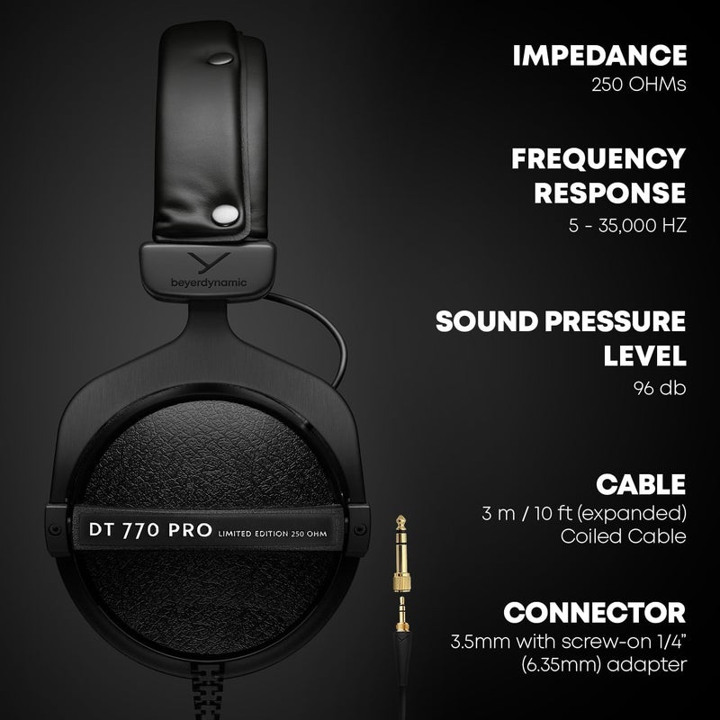 Beyer Dynamic beyerdynamic DT 770 PRO - 250 OHM LE DT 770 Pro 250 ohm Professional Studio Headphones (Limited Black Edition) - Image 3