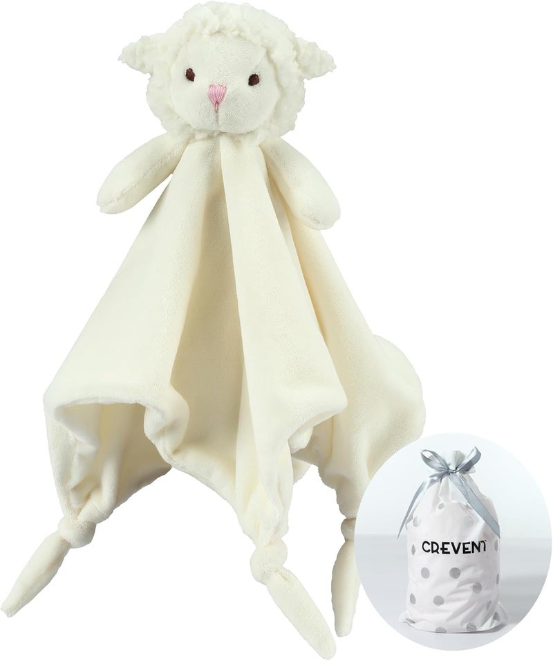 CREVENT Baby Plush Blanket - Adorable Soft Sleeping Toy - Fleece Front + Reverse with Animal Face (Ivory, Sheep) - Image 1