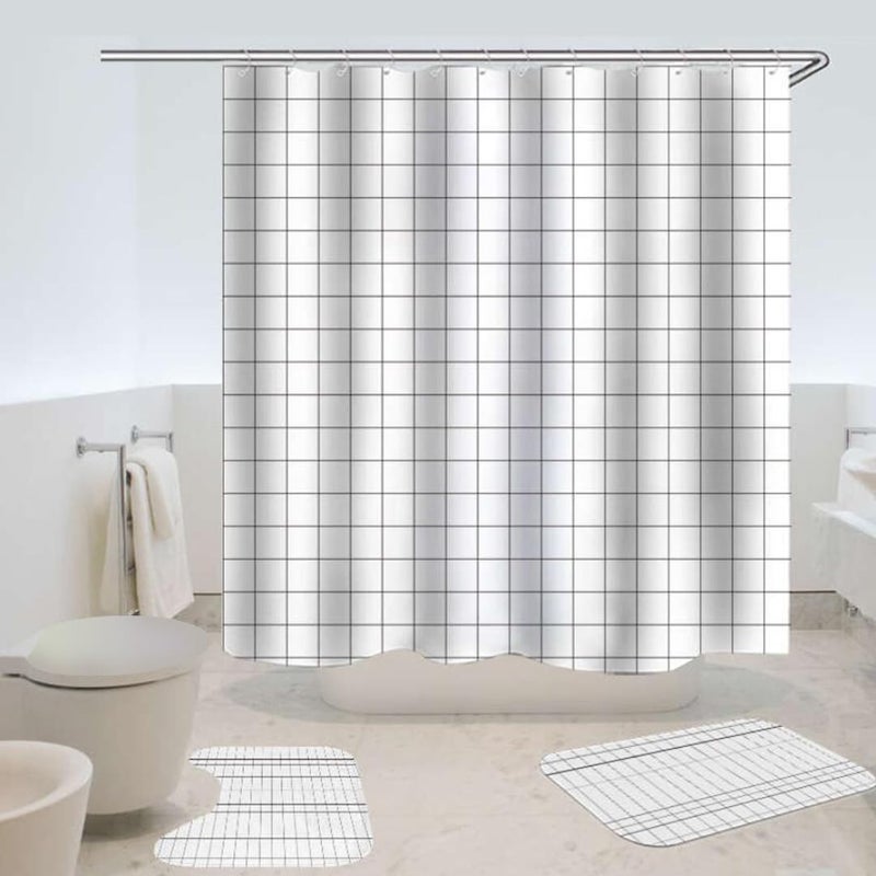 Umai UMAI Shower Curtain (180X180 cm) & Bathmat 3 Pcs Set|6ft|Creative Vibrant Coloured Polyster Curtain Sets with Non-Slip Bath mats for Bathroom|Easy-Slide Curtains|Quick Dry,Soft Mats  - Image 1