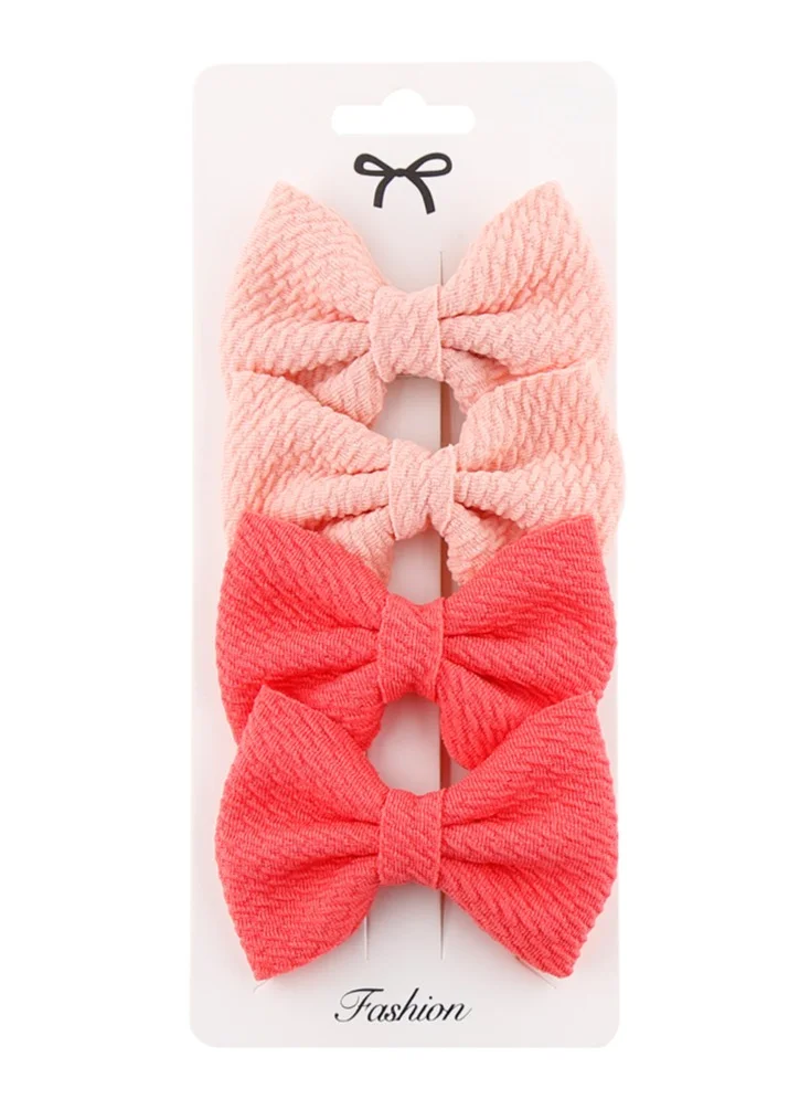 D'Daniela Nisha Ribbon Bow Clip Set For Babies and Girls -  Peach & Pomelo Pink