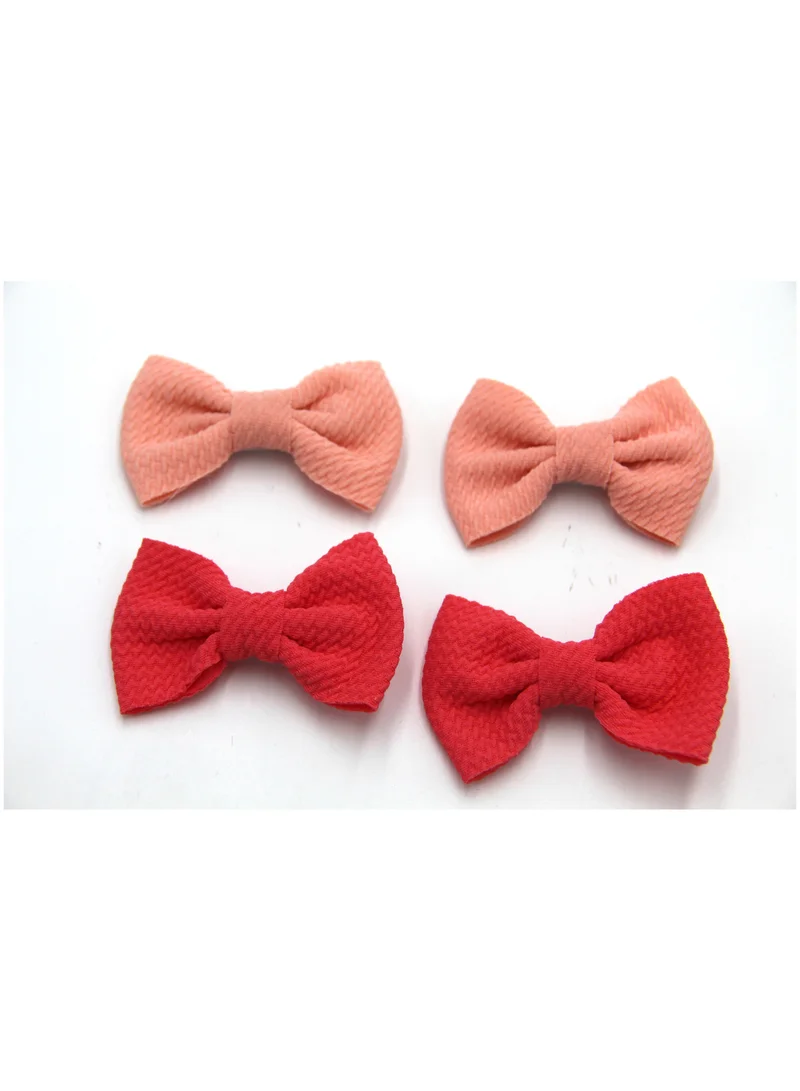 D'Daniela Nisha Ribbon Bow Clip Set For Babies and Girls -  Peach & Pomelo Pink