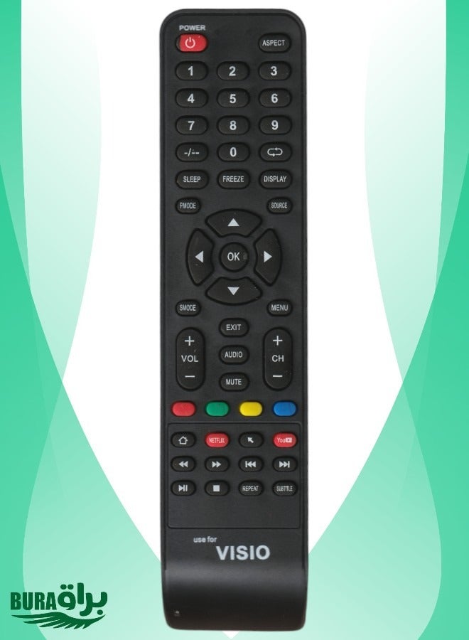 BURAQ جهاز تحكم عن بُعد لجميع تلفزيونات أرو و فيزيو، أسود