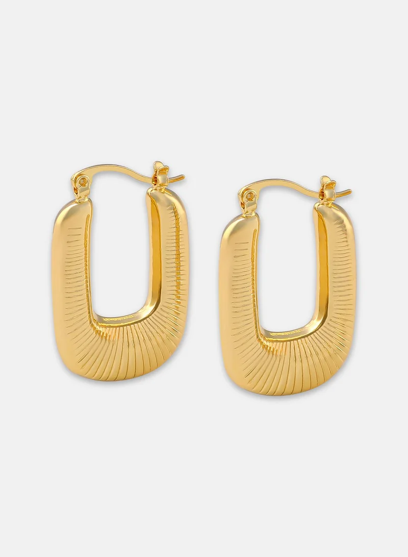 SOHI Ribbed-Quad Artificial Hoop Earring Jewellery