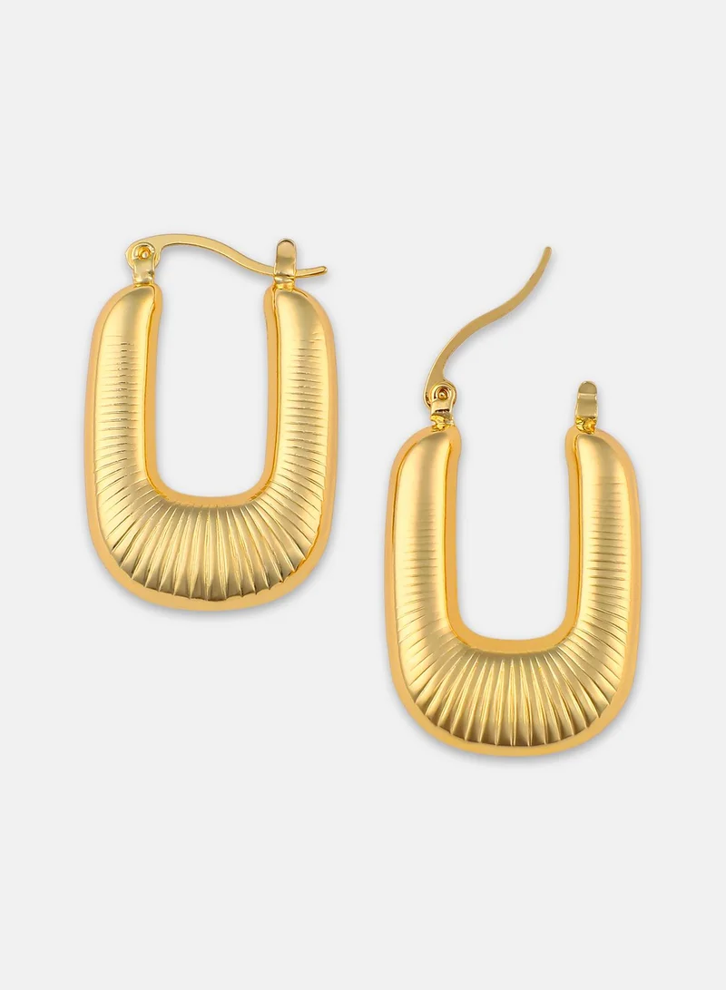 SOHI Ribbed-Quad Artificial Hoop Earring Jewellery