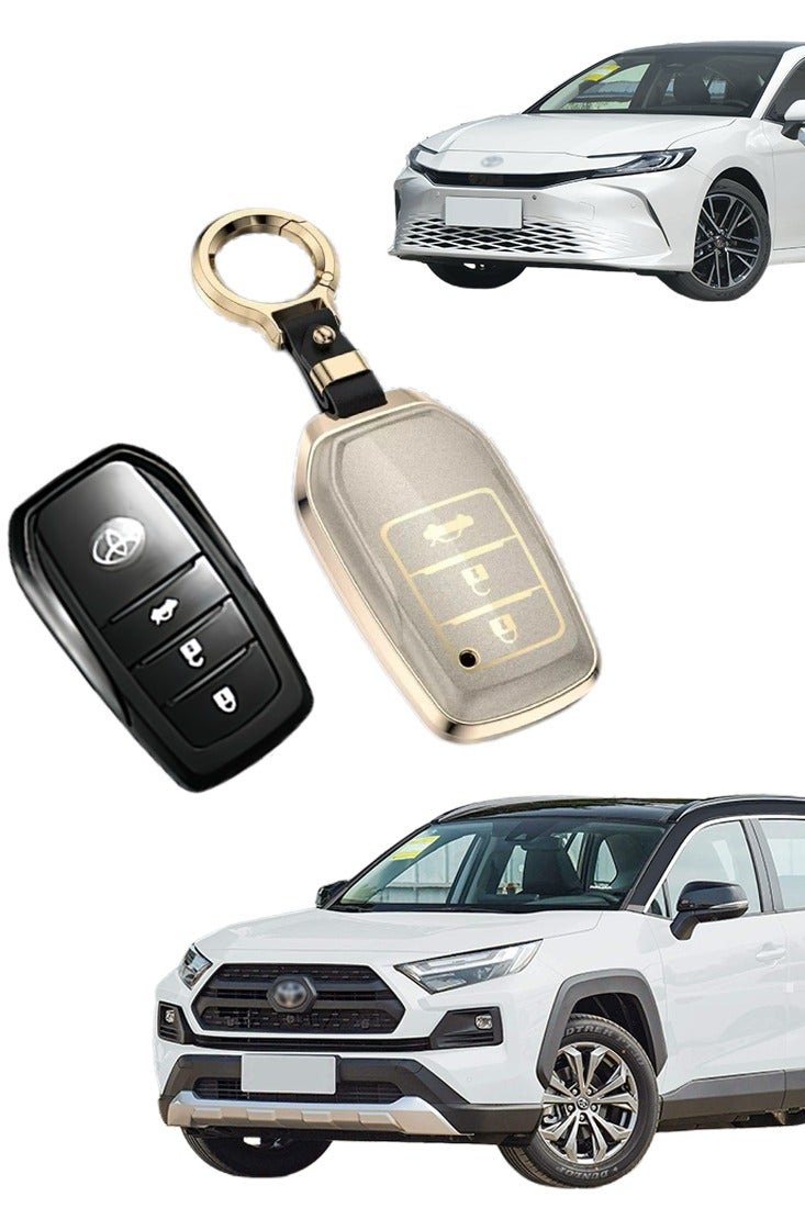 Car key bag, suitable for Toyota car key protector, 3-key key, perfect package car key, high-end, wear-resistant, fashionable. - Image 1