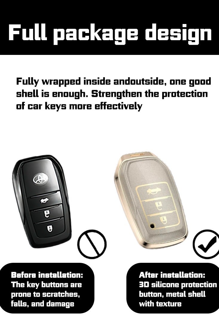 Car key bag, suitable for Toyota car key protector, 3-key key, perfect package car key, high-end, wear-resistant, fashionable. - Image 2