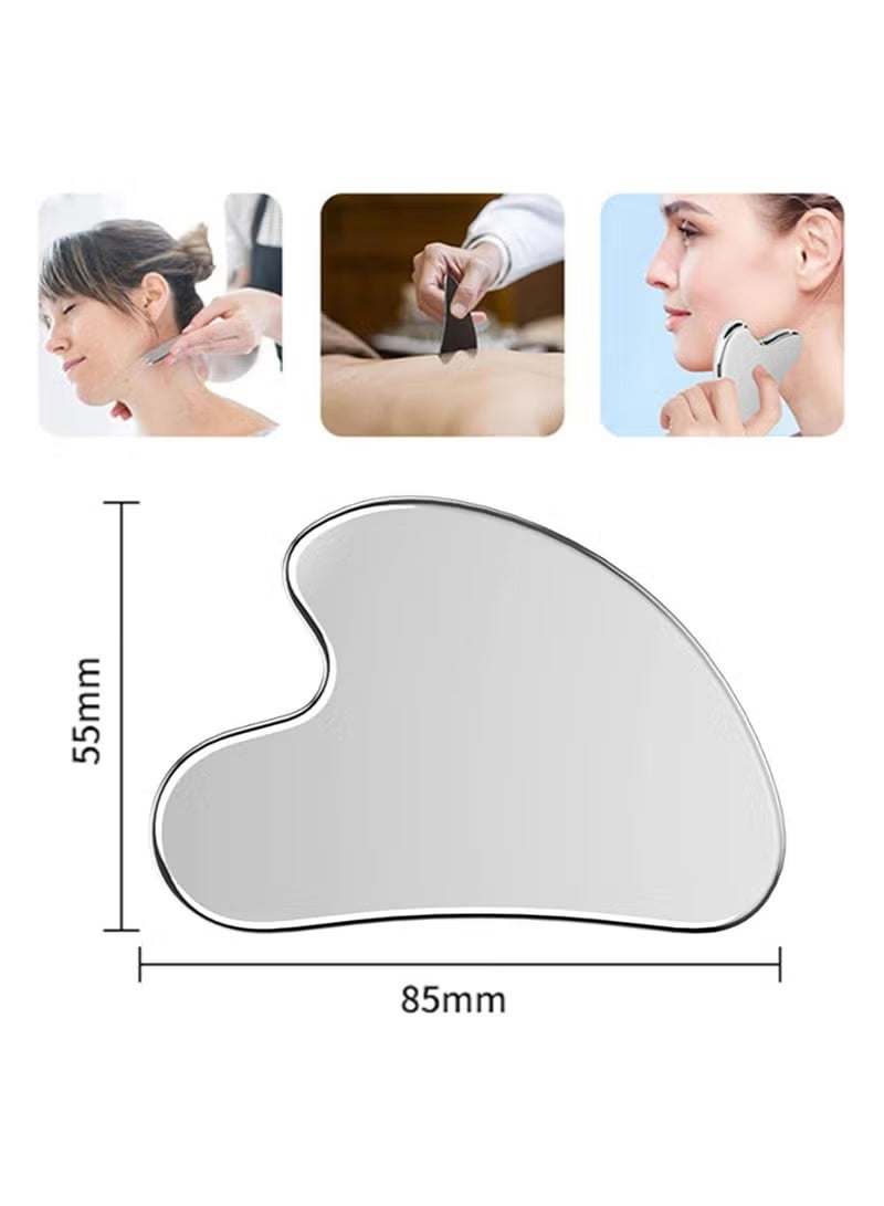 أداة جوا شا للوجه من الستانلس ستيل أدوات المعدنية للعناية بالبشرة أداة تدليك للجسم والعيون والرقبة (شكل قلب) (حوالي 110 جم) - Image 5