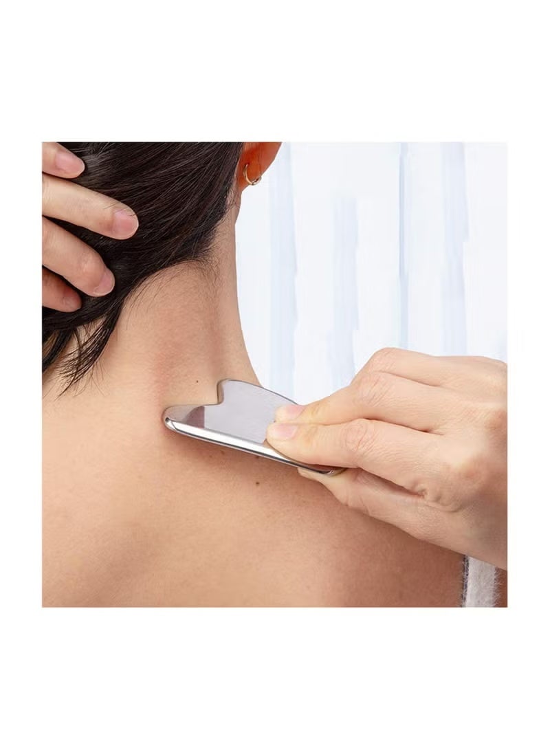 أداة جوا شا للوجه من الستانلس ستيل أدوات المعدنية للعناية بالبشرة أداة تدليك للجسم والعيون والرقبة (شكل قلب) (حوالي 110 جم) - Image 3