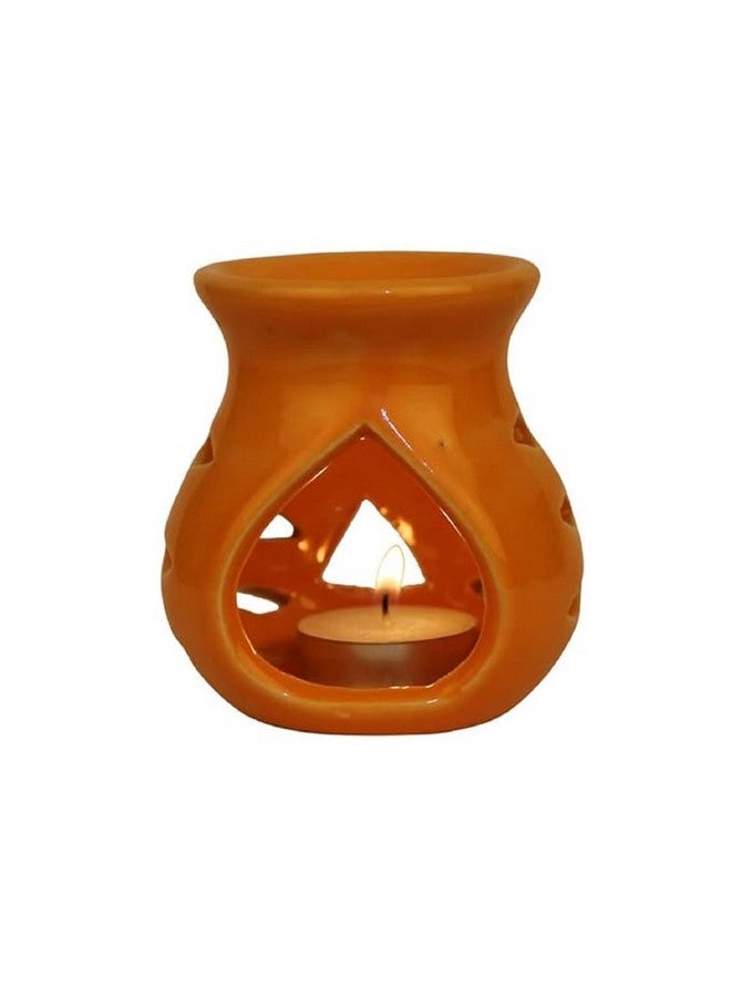 بيور سورس انديا مبخرة زيت سيراميك من Pure Source India (برتقالي) - مجموعة من قطعتين - Image 2