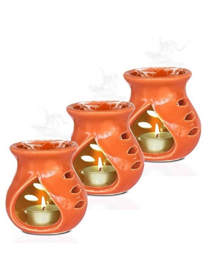 بيور سورس انديا مبخرة زيت سيراميك من Pure Source India (برتقالي) - مجموعة من قطعتين - Image 3