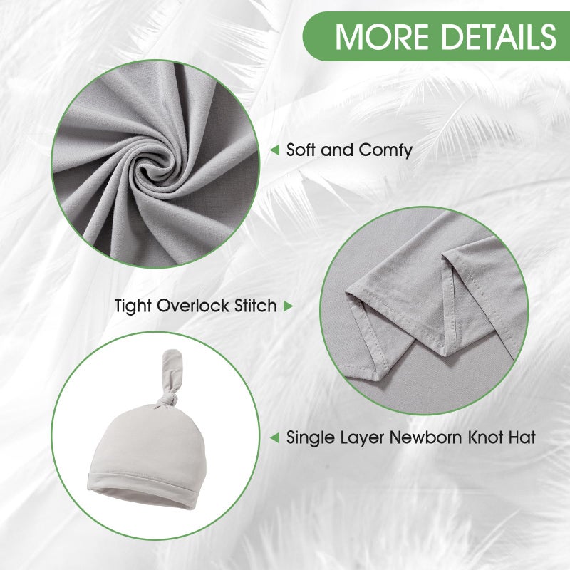 iEvolve Cotton Knitted Baby Swaddle Blanket with Hat Headband Set Newborn Swaddle Wrap Receiving Blankets for Baby Girl Boy 35" x 35"(Grey) - Image 3