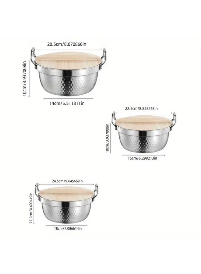 8.66 Inch Stainless Steel Hot Pot And Steam Cooker With Wooden Lid Multi Use Induction Stovetop - Image 5