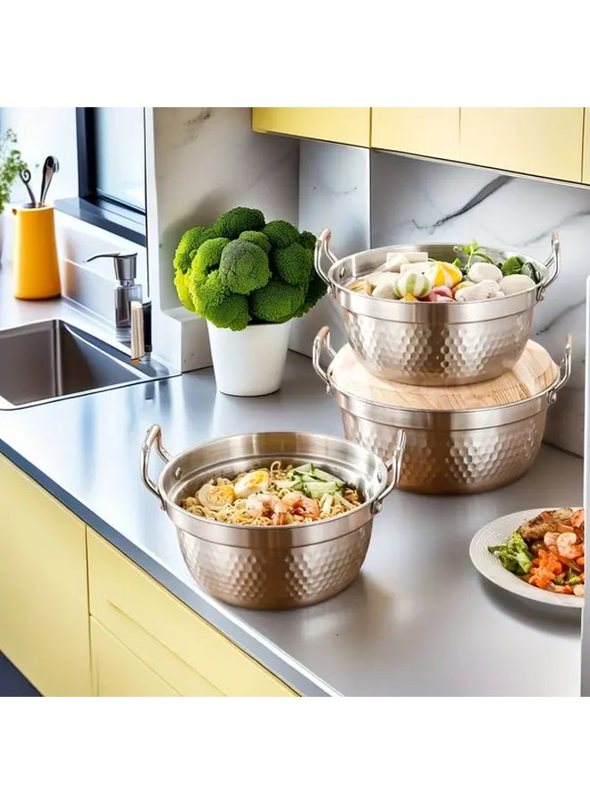 8.66 Inch Stainless Steel Hot Pot And Steam Cooker With Wooden Lid Multi Use Induction Stovetop - Image 2
