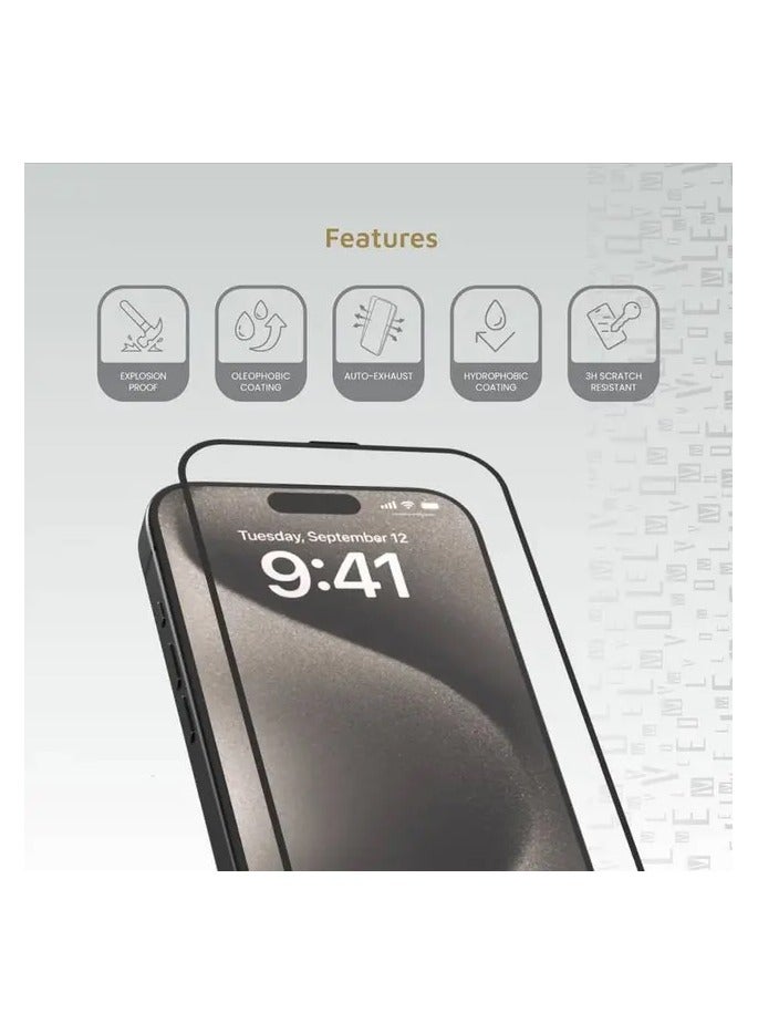 ليفيلو واقي شاشة ثلاثي الأبعاد للخصوصية لهاتف آيفون 16 برو ماكس مع طبقة نهائية فائقة النعومة والاستجابة / غراء الراتينج / زجاج ألومنيوم عالي السيليكون - شفاف - Image 2