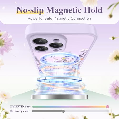 GVIEWIN for iPhone 16 Pro Case Compatible with MagSafe, [Military Grade Protection] [Screen Protector] Full Camera Protection Floral Translucent Women Magnetic Phone Case, Floratopia/Colorful - Image 4