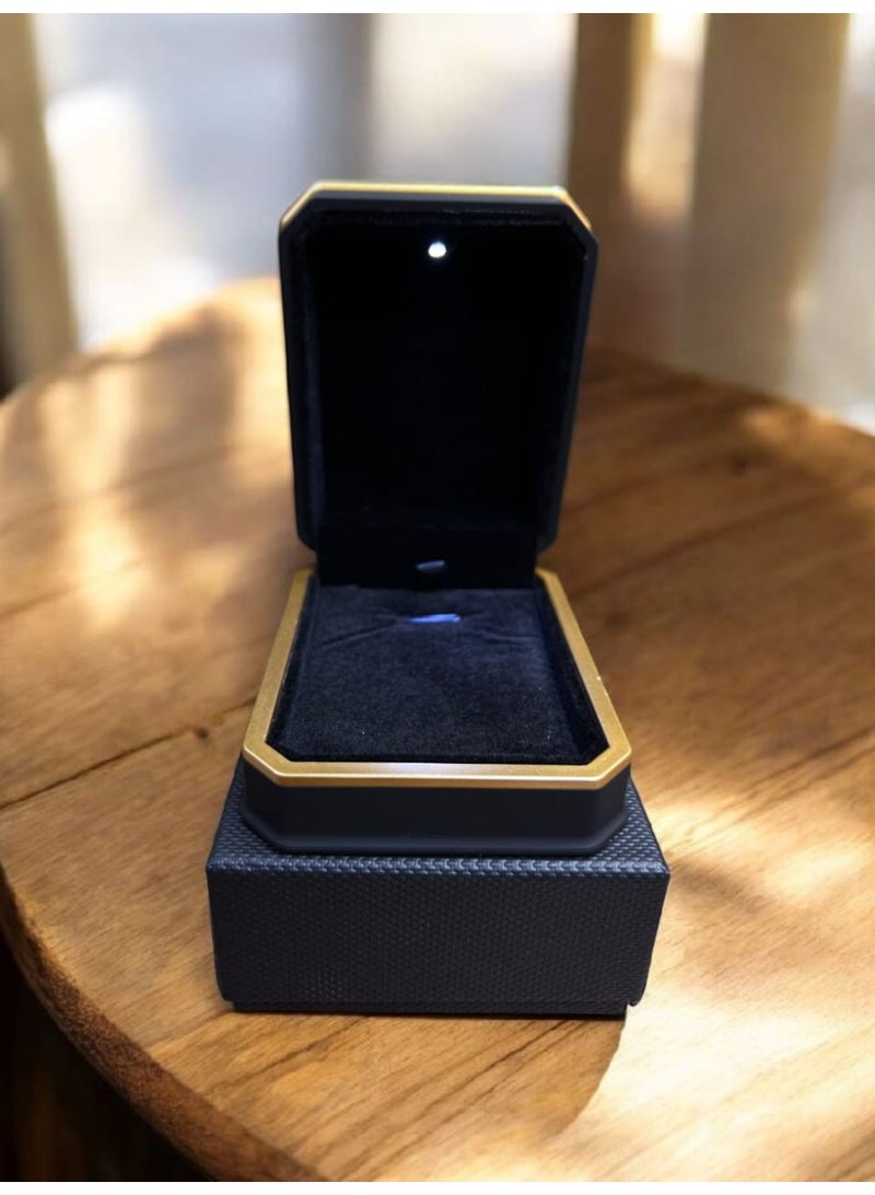 Al Seraj Luxury LED Light Pendant & Earring Jewelry Box | Premium Black Carbon Fiber Exterior with Velvet Interior | Illuminated Single Jewelry Display Case | Gift-Ready Engagement & Wedding Present - Image 2