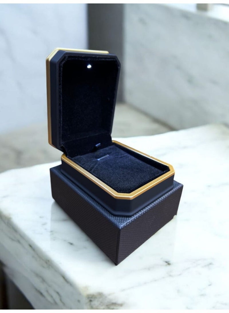 Al Seraj Luxury LED Light Pendant & Earring Jewelry Box | Premium Black Carbon Fiber Exterior with Velvet Interior | Illuminated Single Jewelry Display Case | Gift-Ready Engagement & Wedding Present - Image 4