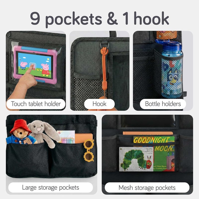 Baby Uma Car Seat Organizer for Children - Set of 2 with Tablet Holder and Multiple Pockets - Image 4