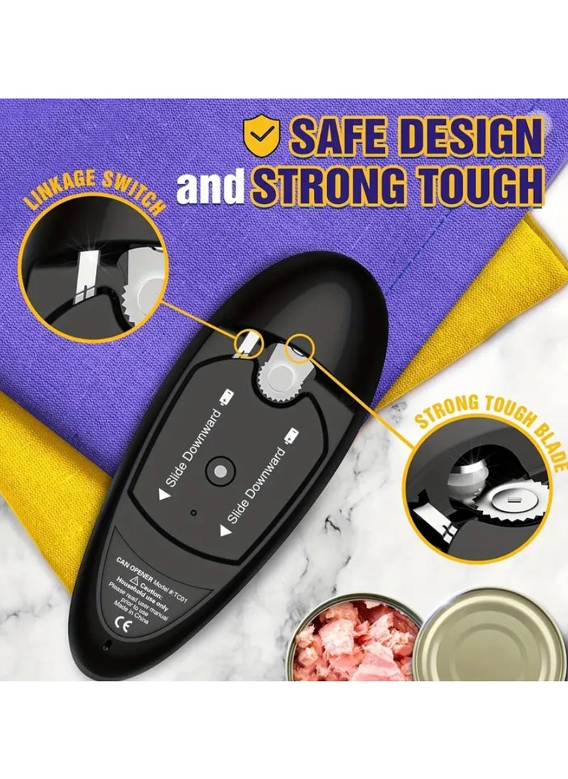 One Touch Electric Can Opener Easy Open Any Can Size with Smooth Edge, Hands Free and Battery Operated Electric Can Openers for Kitchen, Kitchen Gadget Electric Can Opener for Seniors with Arthritis