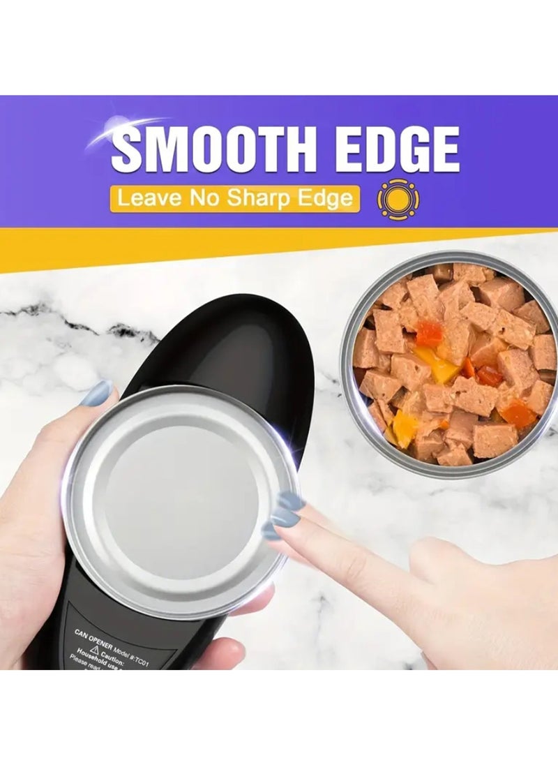 One Touch Electric Can Opener Easy Open Any Can Size with Smooth Edge, Hands Free and Battery Operated Electric Can Openers for Kitchen, Kitchen Gadget Electric Can Opener for Seniors with Arthritis