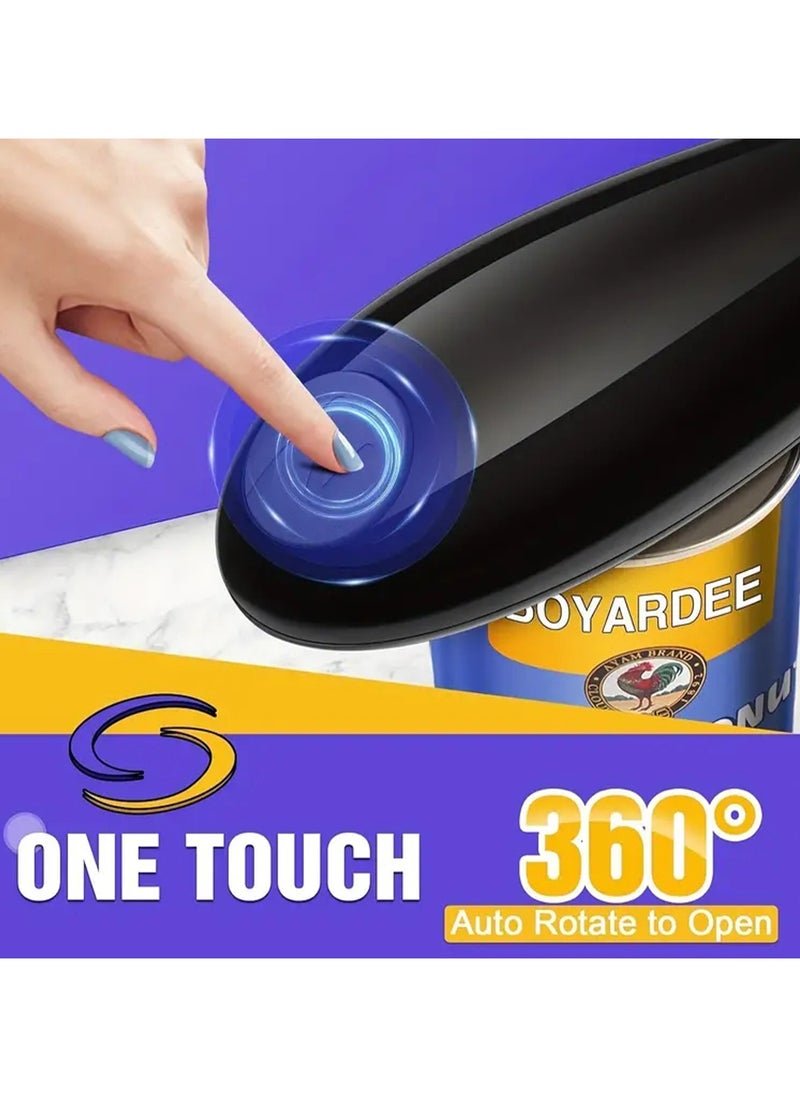 One Touch Electric Can Opener Easy Open Any Can Size with Smooth Edge, Hands Free and Battery Operated Electric Can Openers for Kitchen, Kitchen Gadget Electric Can Opener for Seniors with Arthritis