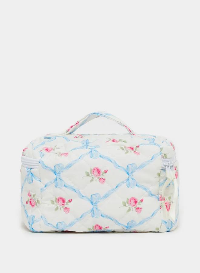 Styli Set of 2 - Floral Printed Quilted Wash Bag
