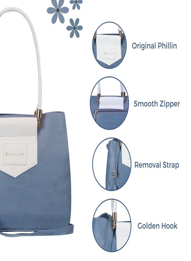 PHILLIN Women’s Stylish Satchel Handbag - Quality PU Leather Shoulder Bag with Adjustable Strap, Dual Zipper Pockets, Spacious Interior, Lightweight & Durable Everyday Purse (Grey) - Image 4