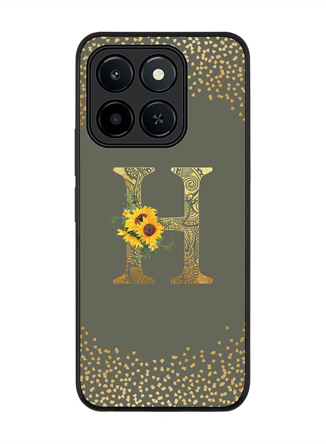 Stylizedd For Honor X6c Case,Slim fit Camera Protection, Shockproof Thin Phone cover  - Custom Floral Monogram - H  (Olive Green )