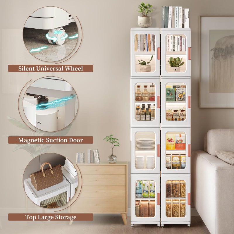 CXCJAI Narrow Storage Cabinet with Doors and Shelves Tall Skinny Bathroom Storage Kitchen Cabinet with Adjustable Shelf Cabinet Organizer Toilet Paper Storage Linen Closet 4 Layer (White) - Image 4