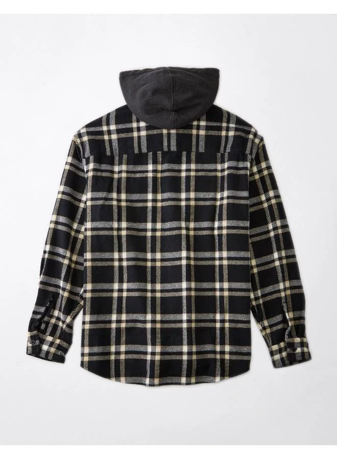 American Eagle Checked Hooded Shirt