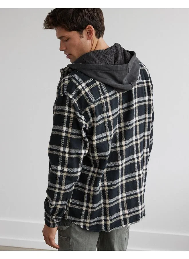 امريكان ايجل Checked Hooded Shirt